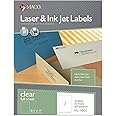 MACO Full Sheet Clear Matte Printable Labels - Laser/Ink Jet Compatible Craft Labels, 1 per Sheet, 8-1/2” x 11", Box of 50 Pages/Labels