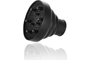 TraderPlus Collapsible Hair Diffuser for Curly or Wavy Hair - Suitable for 1.5 to 2.0-inch Blow Dryers, Black