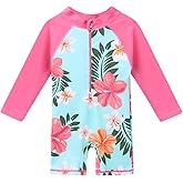 HUAANIUE Baby/Toddler Girl Swimsuit Long Sleeve Rashguard Swimwear
