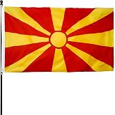 DANF Macedonia Flag 3x5 Ft Thick Polyester | Fade Resistant, Brass Grommets, Canvas Header Macedonian Banners with 3 X 5 Feet