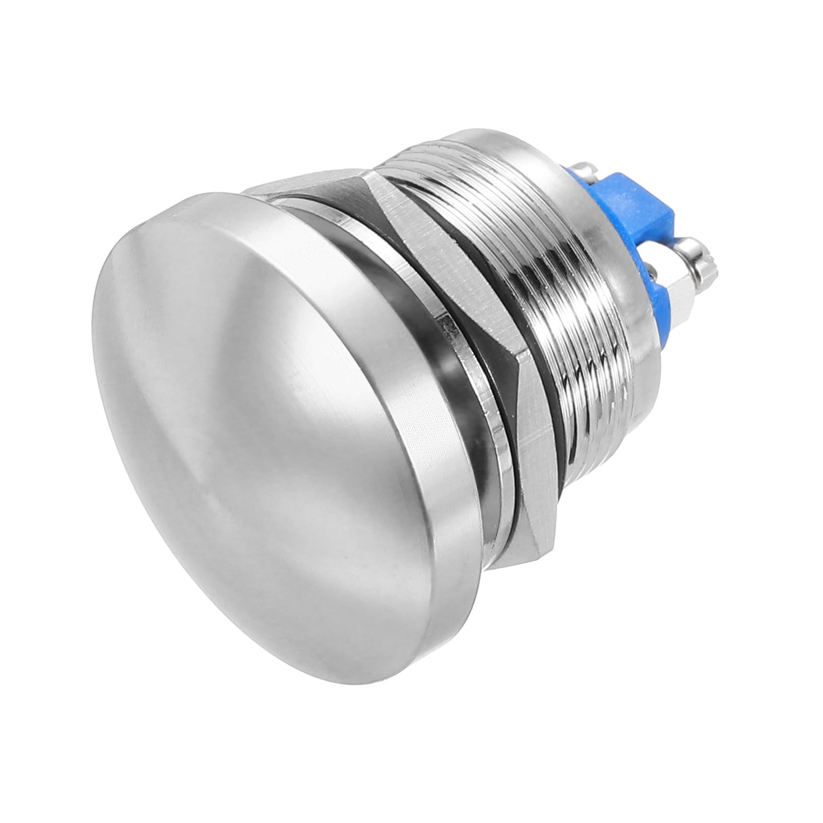 METALLIXITY 1PCS 3A 22MM 7/8" Momentary Round Mushroom Head Push Button Switch 12V 24V 120V 250V AC Silver 1NO Waterproof IP65 SPST Domed 2 Screw Foot Button