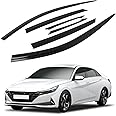 AUTOCLOVER Tape-On Rain Guards Window Visors 6 Pcs Set for Hyundai Elantra 2021 2022 2023 2024 2025 / Window Deflectors, Out-Channel Vent Shades (Smoked)