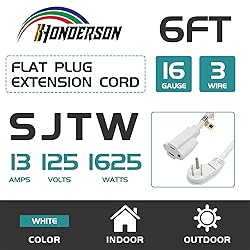 HONDERSON Flat Plug Indoor Extension Cord, UL