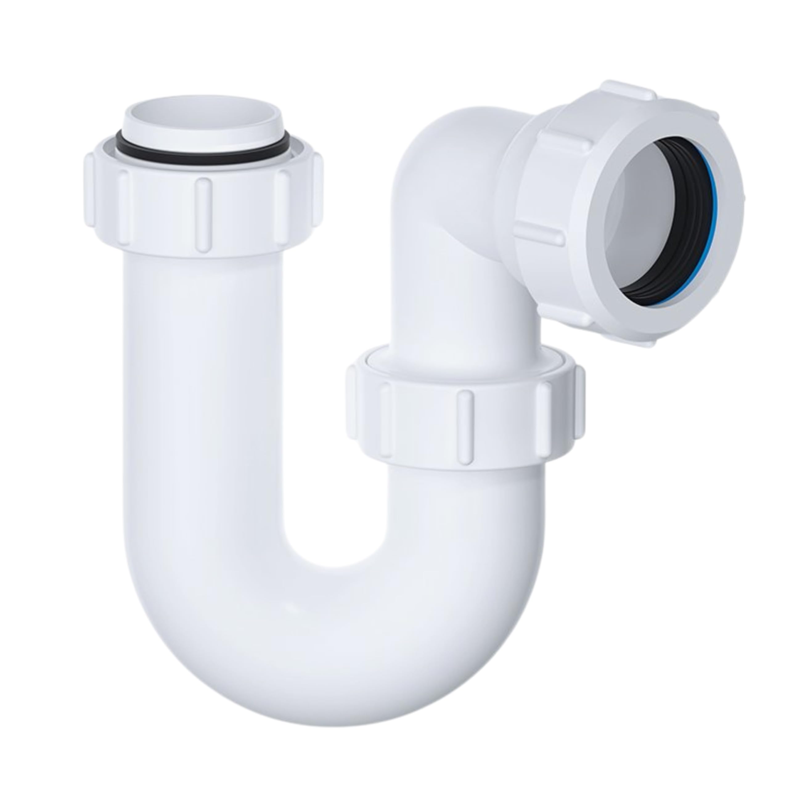 PlumbEZ Multi Swivel P Trap 32mm (1.1/4') with Anti-Slip Ring, Basin Waste Sink Waste Kit, BS EN 274-1:2002 Compliant Basin Trap U Bend, 75mm Trap Seal for Odor Protection