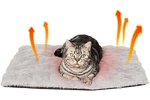 Meowoou Self Warming Cat Mat Bed 24" x 18" Thermal Extra Warm Dog Bed for Indoor and Outdoor Cats Pet Heating Pad for Kittens Small Puppy Pets with Washable Removable Cover