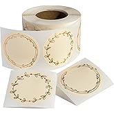 MONEST Waterproof & Oil Resistant Jar & Lid Stickers - Pantry/Canning, Spice & Bottle Labels (Golden Flower)