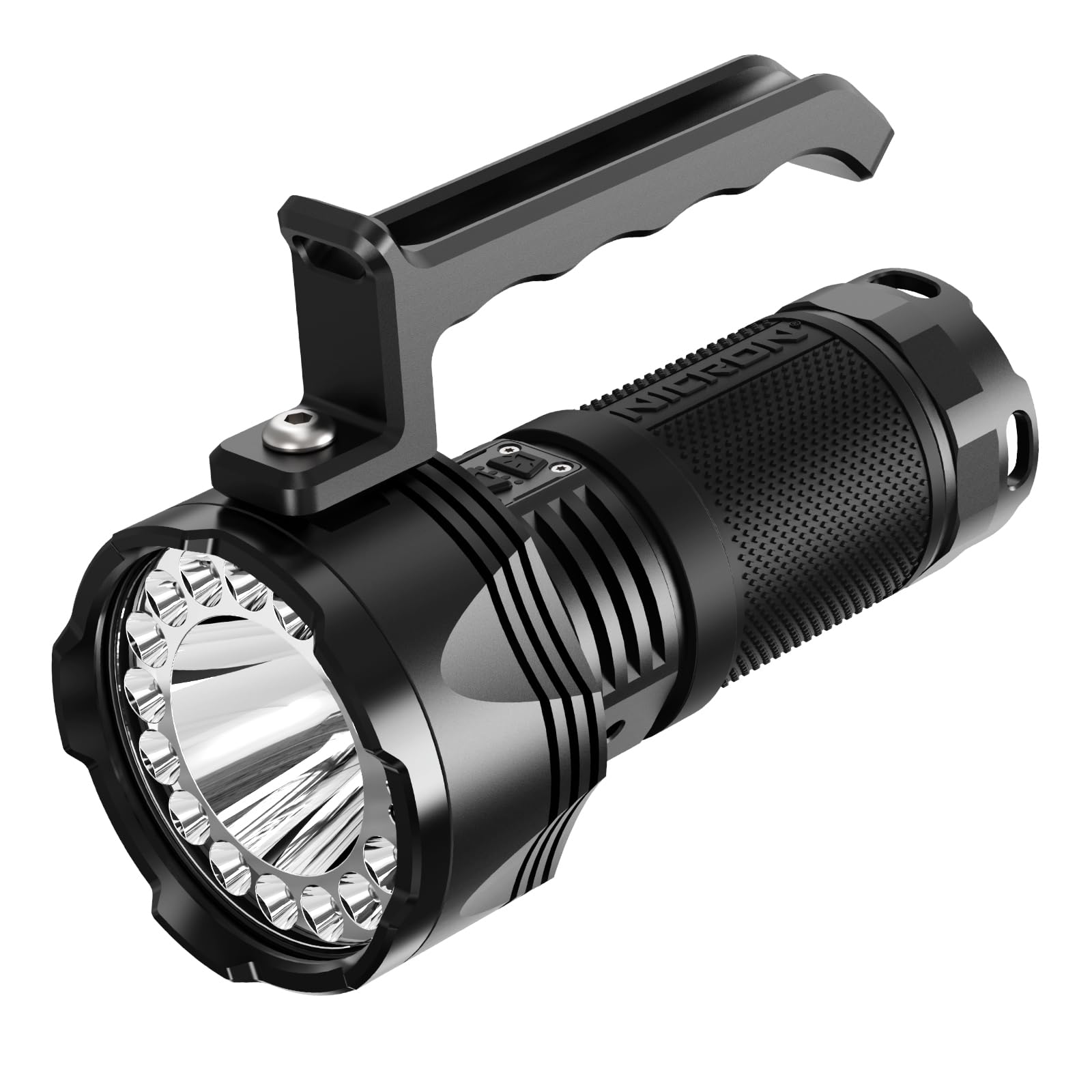 Photo 1 of NIERON B400-B Super Bright 16000 Lumens Flashlight, Rechargeable Dual Switch Spotlight & Floodlight, 880m Beam Distance, 210H Runtime, IPX8 Waterproof, Tactical Flashlight for Camping Hiking Emergency