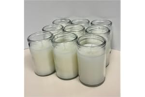 Carolina Unscented White Prayer Glass Candle Set - 9 Pack, Prayer Candles for Vigils, Prayers, Cemetery, Blessing Ceremonies
