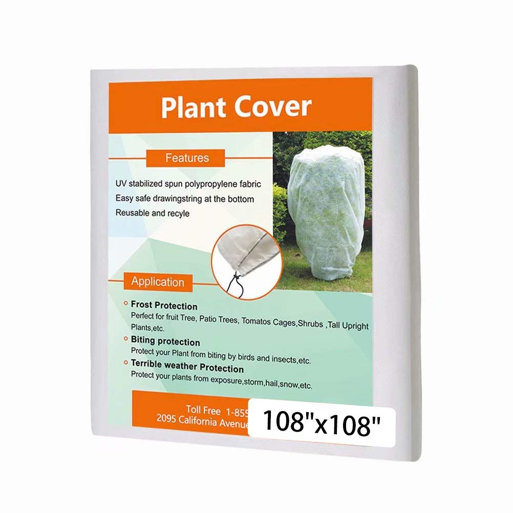 Photo 1 of Agfabric Plant Covers Freeze Protection with Zipper 108"x108" 0.9oz Plant Frost Protection Covers Garden Plant Cover Drawstring Bags Winter Frost Pests Protection,White
