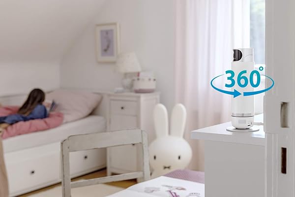 Bosch Smart Home Cmara de seguridad WiFi con giro de 360 para espacios interiores control mediante aplicacin o telfono compatible con Alexa