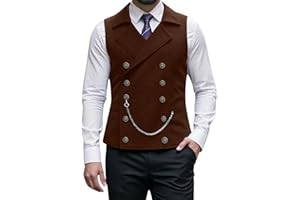 Cambkatl Men's Stylish Double-Breasted Dress Vest Formal Waistcoat Tuxedo Business Prom Suits Vest