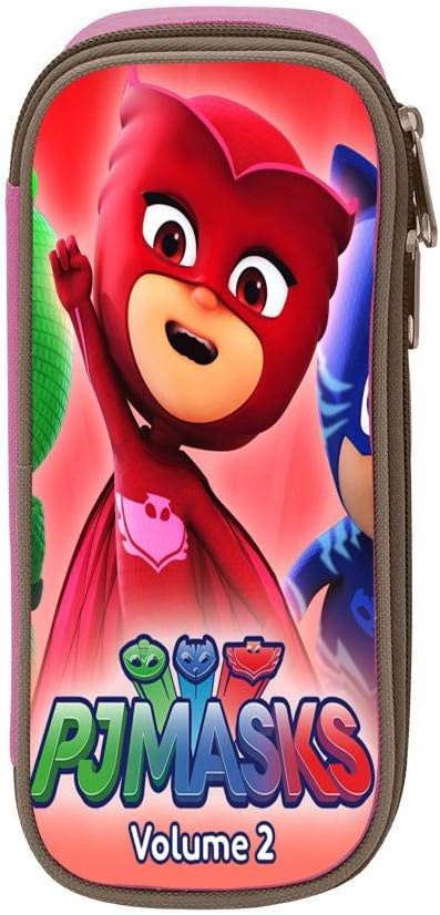Large Capacity Double Zipper Hey Hey_PJ-Masks Team_Owlette Pencil Case Pen Bag Box Pouch Holder School & Office Supplies 8.3x3.5x2 (Inch) Pink