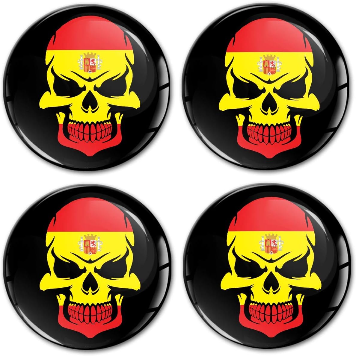 Biomar Labs 4 x 60mm 3D Domed Car Wheel Centre Rims Hub Spain Spanish Flag Stickers Decals For Caps Vehicle Auto Tuning Emblem A 9160 Z*