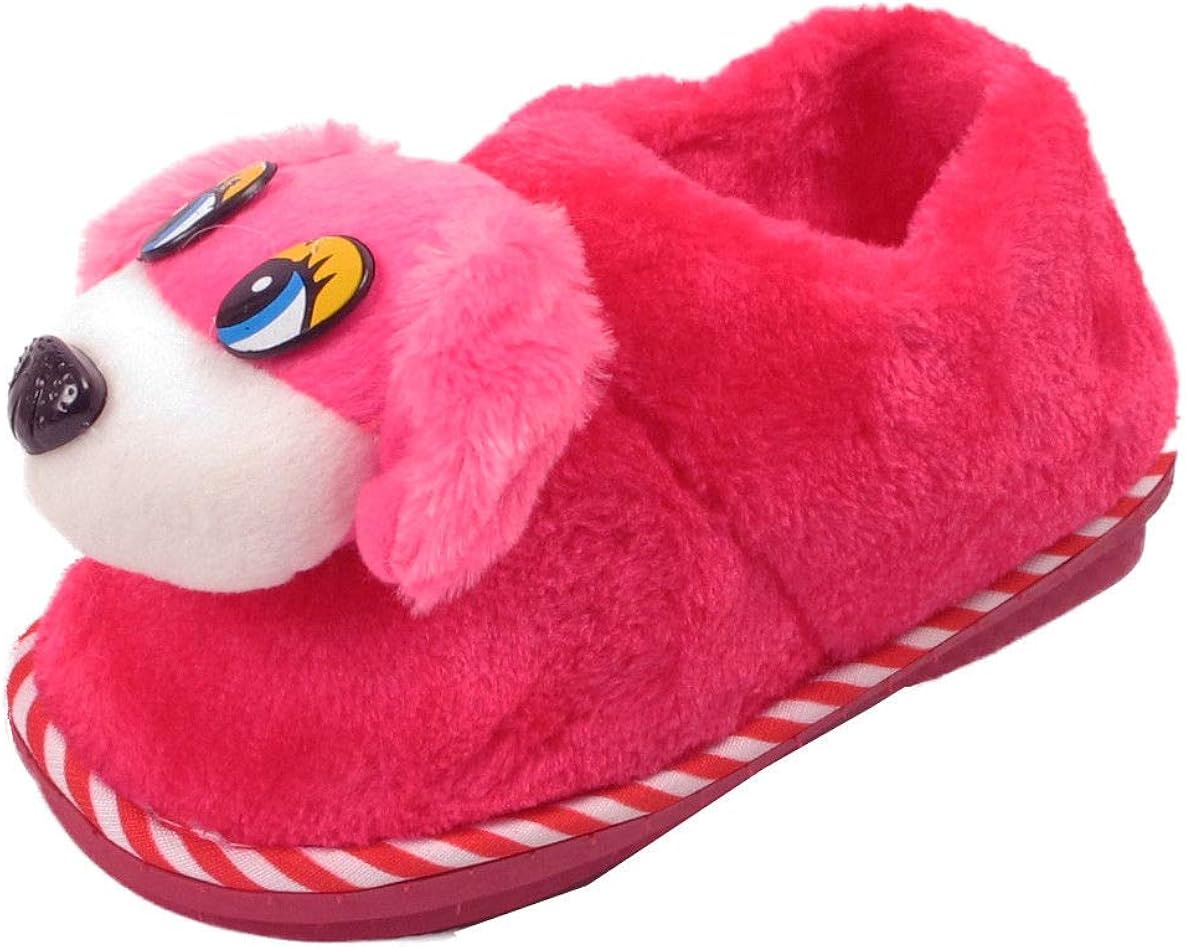Kids Girls Slippers Novelty Faux Fur Dog Boots Bootie Plush Winter Warm
