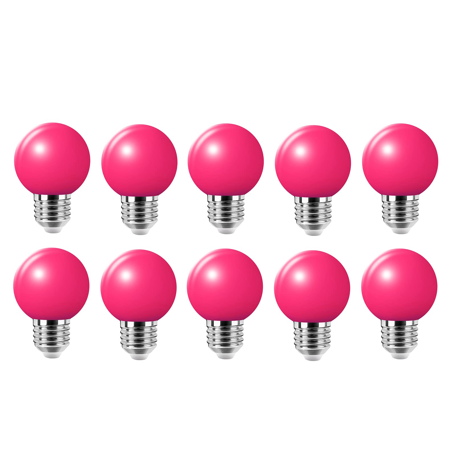 Jiotouhu 10 Pack e27 Coloured Light Bulb, G45 Pink Light Bulb, 2W Equivalent to 20W Halogen lamp, LED Coloured GolfBall Bulbs, for Outdoor Indoor Decorative