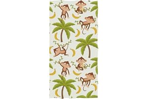 Naanle Cute Cartoon Monkey Trees Pattern Soft Highly Absorbent Large Decorative Hand Towels Multipurpose for Bathroom, Hotel, Gym and Spa (16 x 30 Inches)