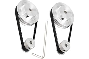 Zeelo 2PCS Set GT2 Synchronous Wheel 20&80 Teeth 12mm Bore Aluminum Timing Pulley with 2PCS Length 250mm Width 6mm Belt (20-80T-12B-6)