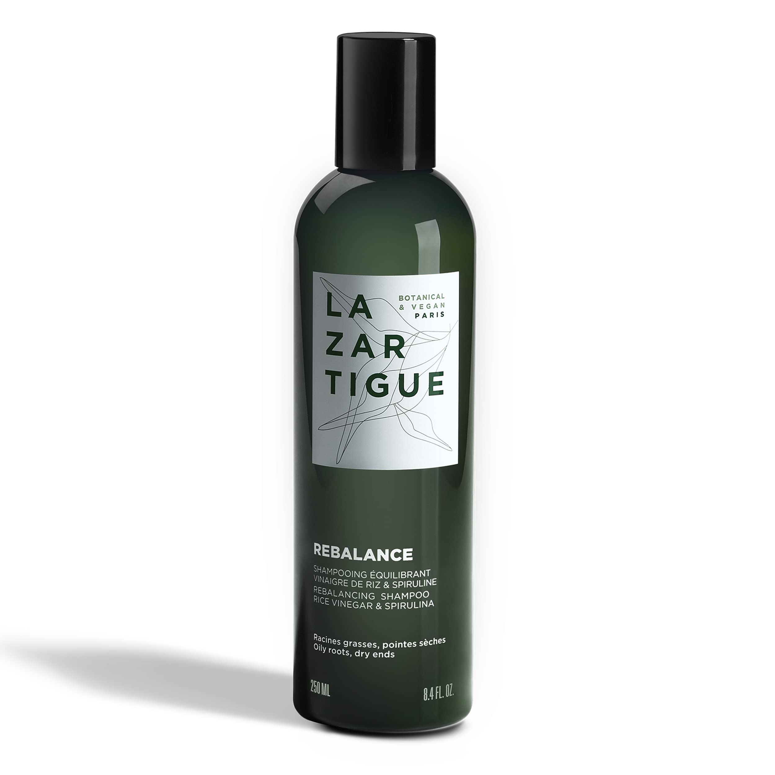 LAZARTIGUE REBALANCE Sulfate-Free Purifying Shampoo for Oily Scalp and Dry Ends. Spirulina & Rice Vinegar Enrished Formula. 94% Natural Ingredients, Vegan, 250ml