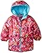 Pink Platinum Little Girls' Heart and Peace Puffer with Hat and Scarf