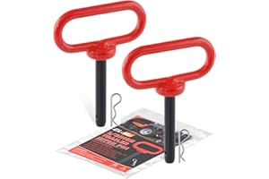EilxMag 2Pack Hitch Pin, 1/2 x 3 Inch Trailer Hitch Pin with Clip and Rubber-Coated Handle, Strong Heavy Duty Lawn Mower Hitch Pin for Mowers, Tractor Truck, Towing Cargo, ATV (Red)