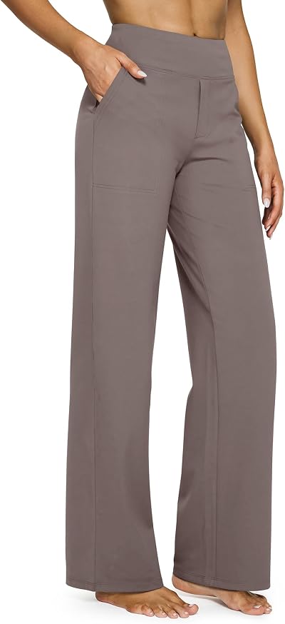 G4Free Yoga Dress Pants with Pockets Wide Leg Trousers High Waist
