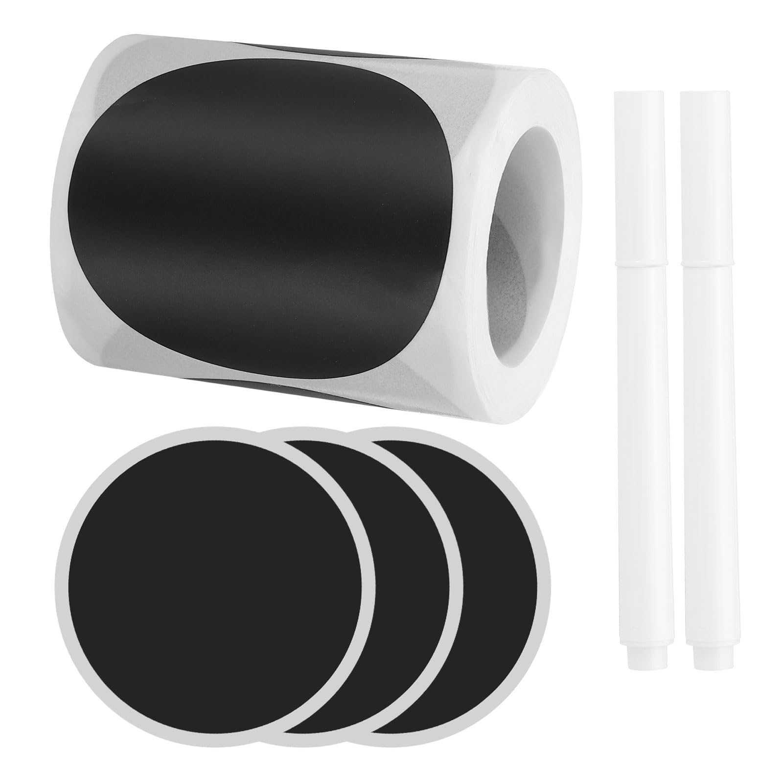 PATIKIL Chalkboard Labels, 120 Pcs Erasable Reusable Blackboard Stickers with 2 Liquid Chalk Pen, Waterproof Pantry Labels for Containers, Jars, Storage Bins (Round)