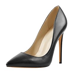 LISHAN Black Pumps for Women 4 Inch Heel,Sexy Black