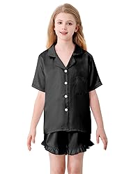 Umeyda Satin Silk Pajamas for Girls 2Pcs Button