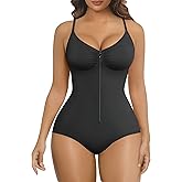 SHAPERX Women's Shapewear Bodysuit Tummy Control Seamless Zip-Up Body Shaper Waist Snatched Body Suit