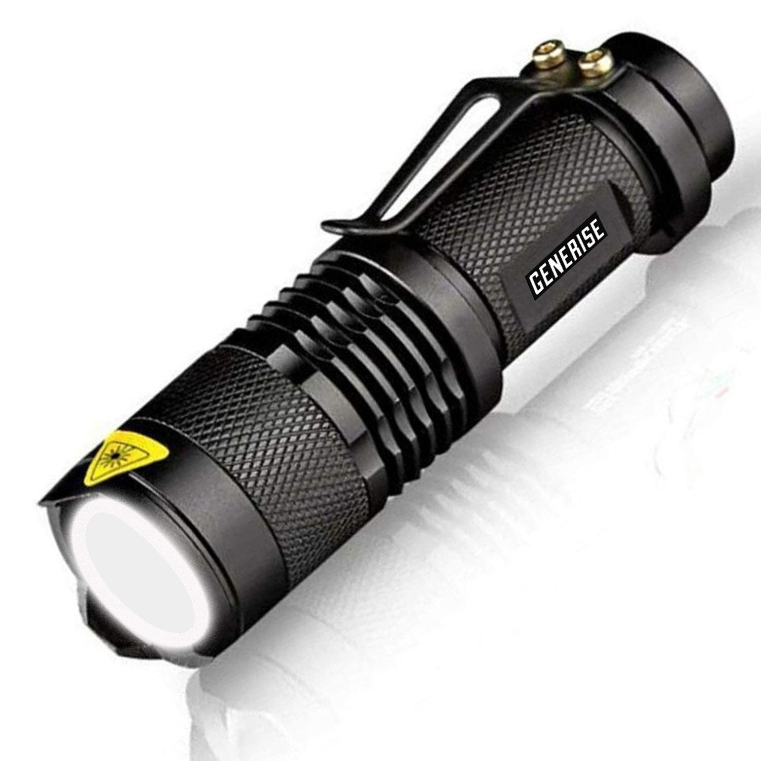 LED Torch GENERISE Flash Light Pocket Torch - Super Bright High Powered Small Torch for Camping, Fishing, Walking etc - Only 1xAA Battery Required