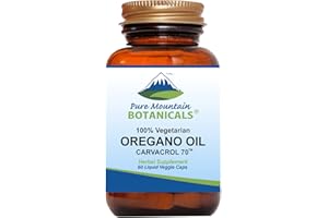 Pure Mountain Botanicals Wild Oregano Oil Capsules - 60 Vegan Caps – Now with 510mg Mediterranean Oil of Oregano