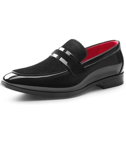 Amazon.com | ELANROMAN Black Suede Loafers Men display picture 1