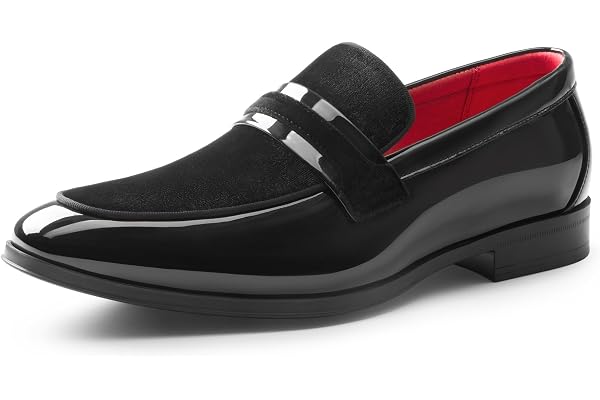 Bruno Marc Men's Tuxedo Patent Loafers Classic Velvet Slip-on Dress Shoes