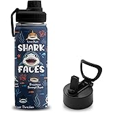 Shark Gifts for Boys, 18 oz Stainless Steel Water Bottles with 2 Lids, Insulated Water Bottle with Straw, Shark Cups for Travel Sports Outdoor, Birthday Christmas Gifts for Boys Ocean Animals Lovers