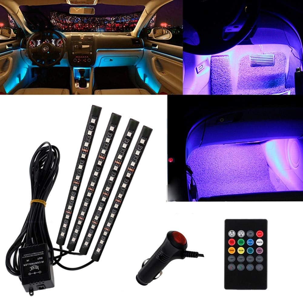 AXELECT Car LED Strip Lights, 48 LED Neon Accent Interior Lights Neon Light Kits Multicolor Music Car Interior Lights Under Dash Lighting Kit with Sound Active Function and Remote Control, DC 12V: Automotive