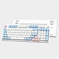 KBMSCITH Mechanical Keyboard, Wired LED Backlit Compact Keyboard with Number Pad and Volume Control Knob, Red Switch, Anti-Ghosting, Gaming Mechanical 96 Keys for Computer/Laptop (Blue & White & Pink)