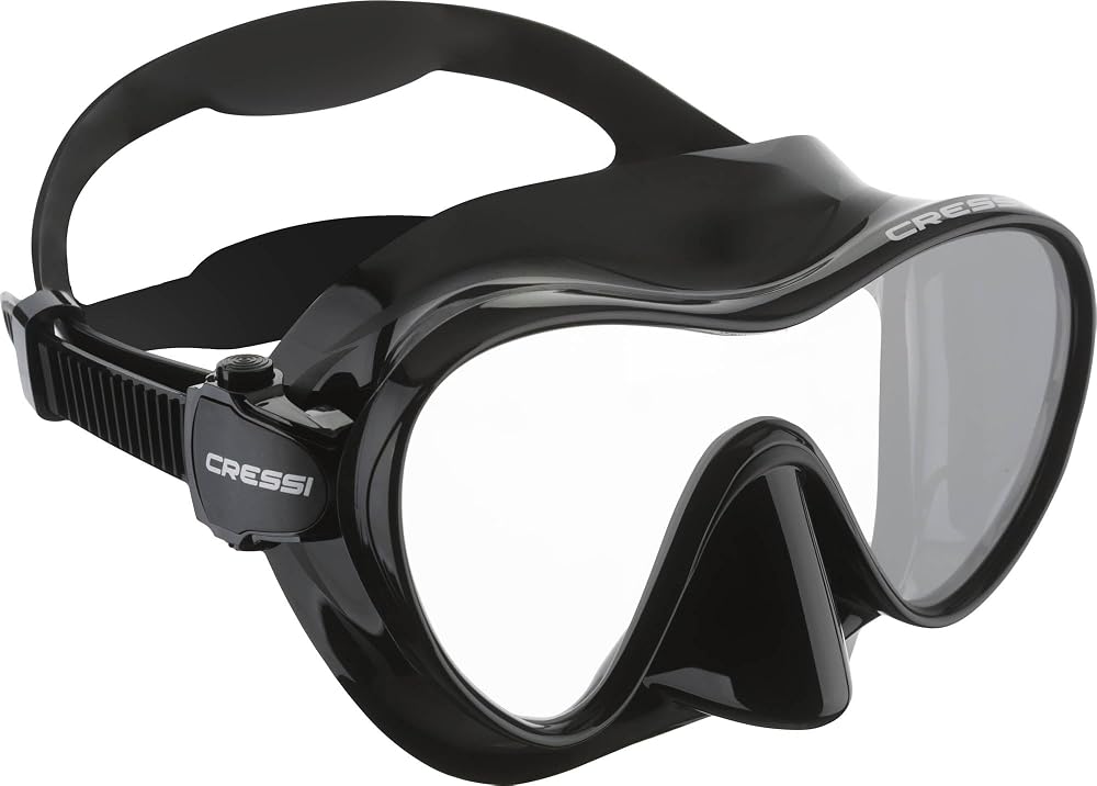 Cressi F1 Frameless Diving Mask Anti-Fog Tempered Glass Black One Size