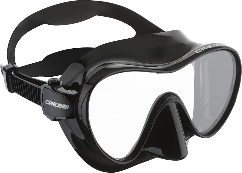 Cressi F1 Frameless Diving Mask Anti-Fog Tempered Glass Black One Size