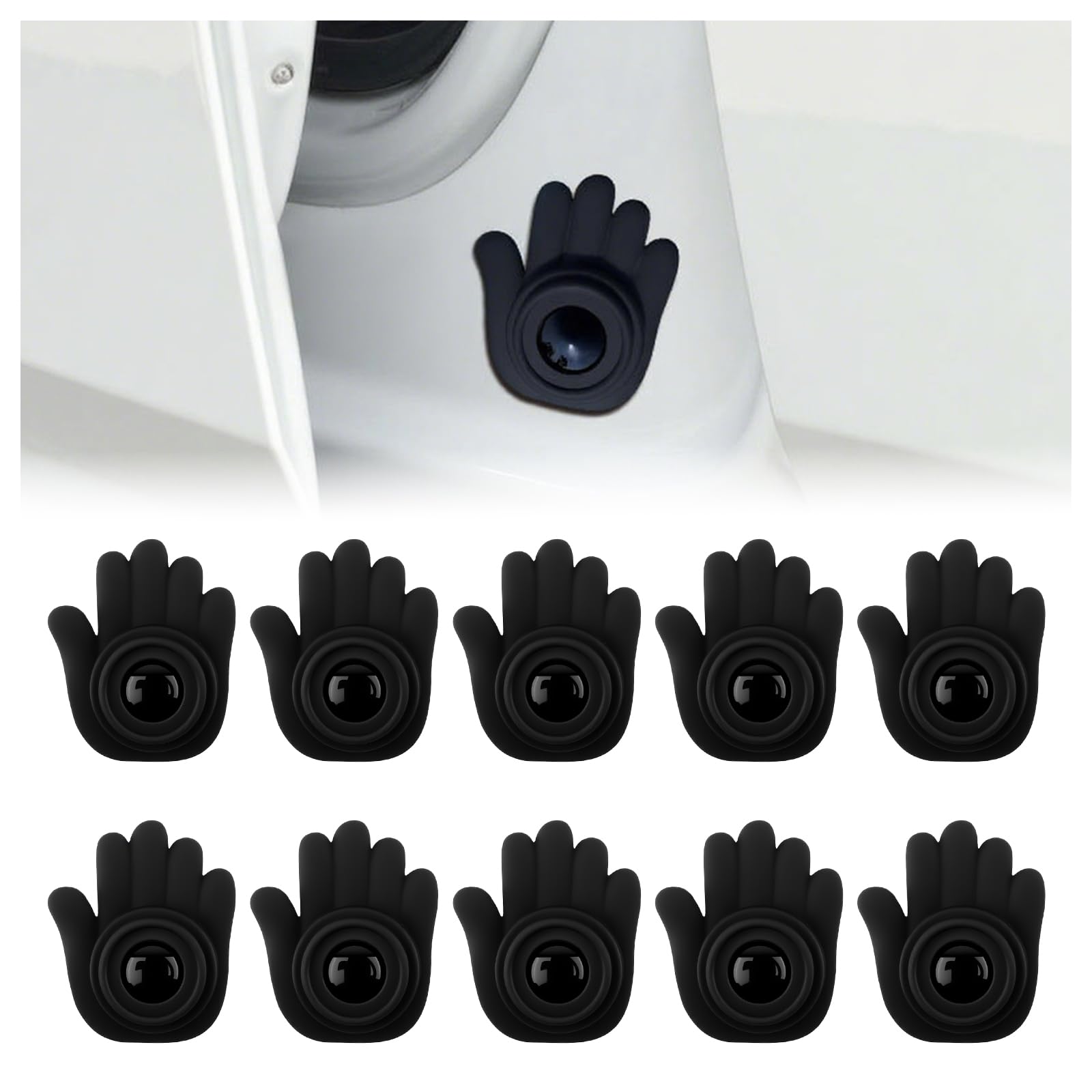 Photo 1 of 10PCS Car Door Shock Absorber Thickened,Self-adhesive Door Cushion Shock Absorbers with Soundproof Distinctive Palm Design,Anti-collision Car Doors Slam Stopper Cars Accessories