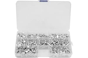 KADIMENDIUM semi Tubular Rivets Flush Rivets 18×10×2 350pcs Flat Aluminum Rivets Assortment kit Length 4 6 8 10 12 16 20mm