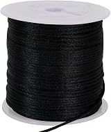 TONIFUL 1.5mm Nylon Satin Cord 60Yards Black Beading String Kumihimo