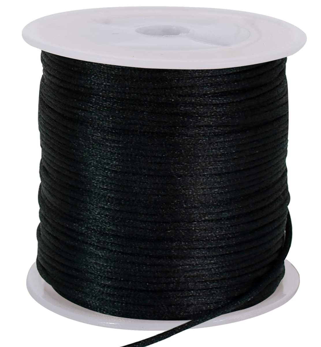 TONIFUL 1.5mm x 50 Yards Black Nylon Cord Satin String for Bracelet Jewelry Making Rattail Macrame Trim Cord Necklace Bulk Beading Thread Kumihimo Chinese Knot Craft — image 1