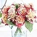 Meiliy 1 Bunch 8 Pcs Artificial Rose Dahlia Daisy Flower Bouquet Bride Bridesmaid Holding Flowers for Home Hotel Office Wedding Party Garden Craft Art Decor, Red&Orange