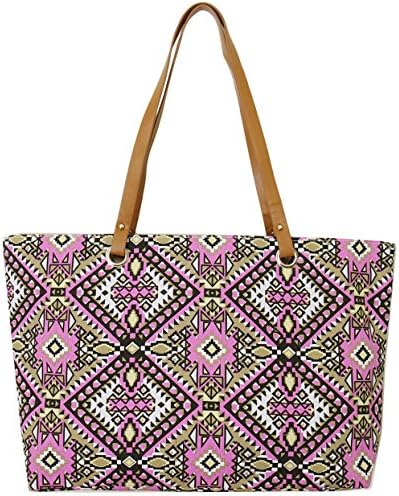 Large Utility Canvas and Nylon Travel Tote Bag For Women and Girls 1606 (E.MAGENTA2)