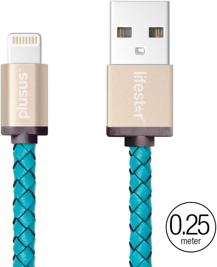 PlusUs Charger Cable USB-A Lightning | Certified From Apple 0,25m Cross Turquoise