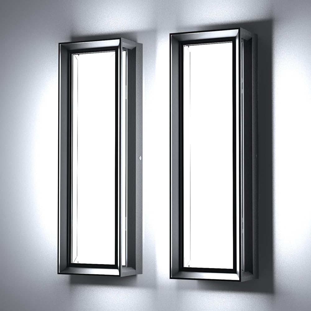 Photo 1 of Sytmhoe LED Square Outdoor Wall Lights 2 Packs, 16inch 6000K 10%-100% Dimmable Exterior Wall Light Aluminum Body Waterproof IP65 led Porch Light for House Patio Garage Garden