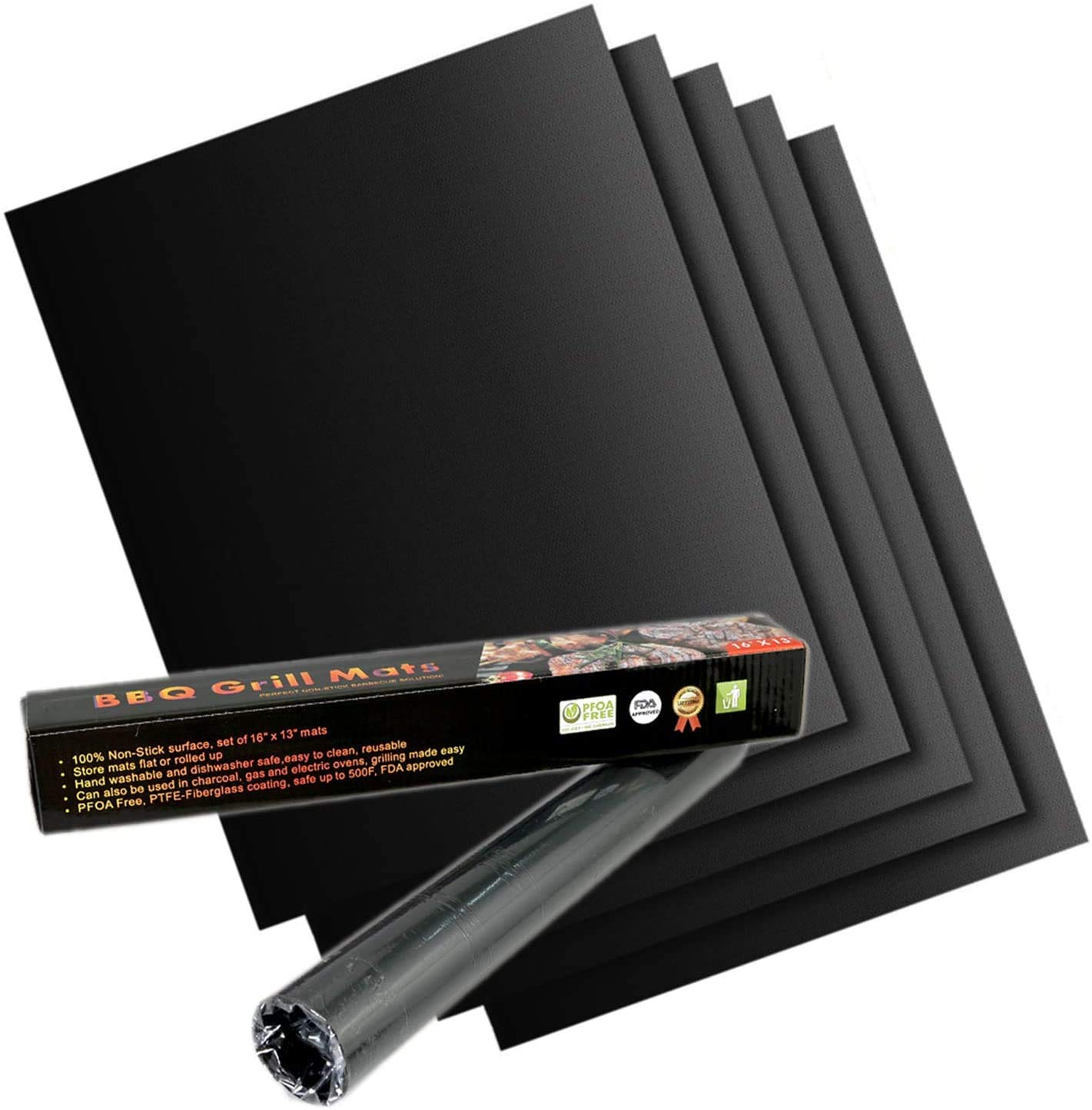 5 PCS BBQ Grill Mat,13 * 15.7Inch BBQ Grill Mats Non Stick Reusable and Baking Mesh for Indoor Outdoor BBQ Works on Gas Charcoal Electric Grill Sheets,Ideal Accessory for Indoor and Outdoor Barbecues