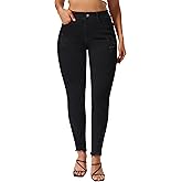 roswear Skinny Jeans for Women Mid Rise Ripped Stretchy Denim Pants Trendy Slim Fit Distressed Jeans