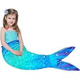 WERNNSAI Mermaid Tail Blanket - Mermaid Wearable Blankets for Kids Girls All Seasons Soft Flannel Scale Sleeping Bags Snuggle Blanket for Toddler Teens Birthday Gift (Blue & Green)