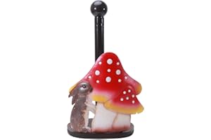 Handcraft Rabbits Mushroom Paper Towel Holder for Kitchen Counter Decoration Iron and Wood Builds Easy Maintenances Tissue Ho
